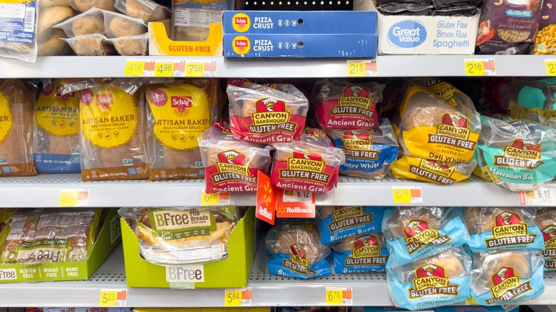 gluten free grocery items on store shelf