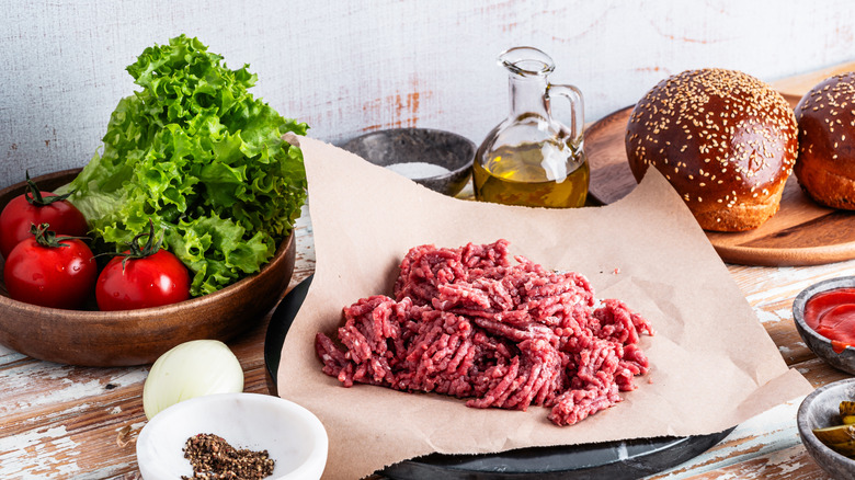 Ground beef on butcher paper