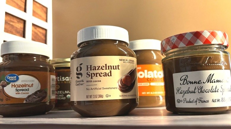 Hazelnut spread jars in arrangement