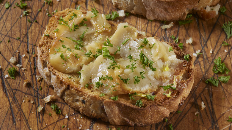 Roasted garlic confit on artisanal bread