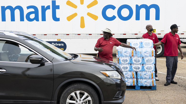 bottled water outside Walmart