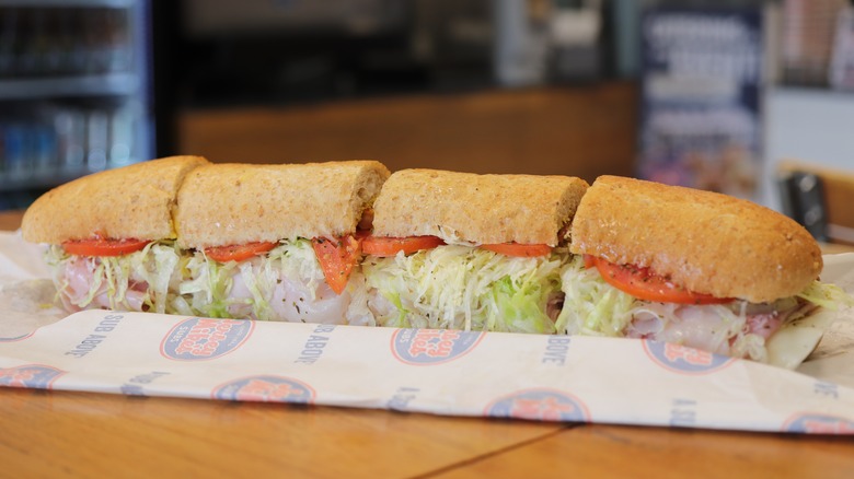 Jersey Mike's sub cut into four pieces