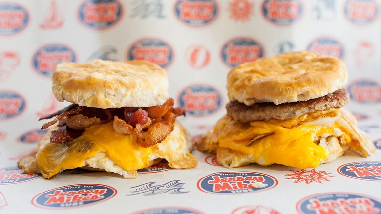 Two breakfast sandwiches from Jersey Mike's