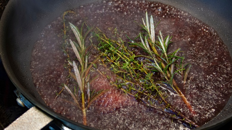 A pan being deglazed