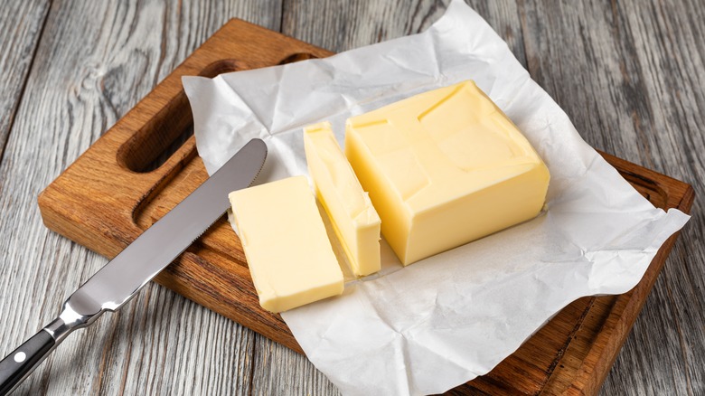 Butter on a cutting board