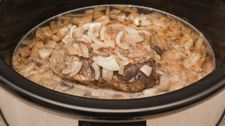 Pot roast in a slow cooker