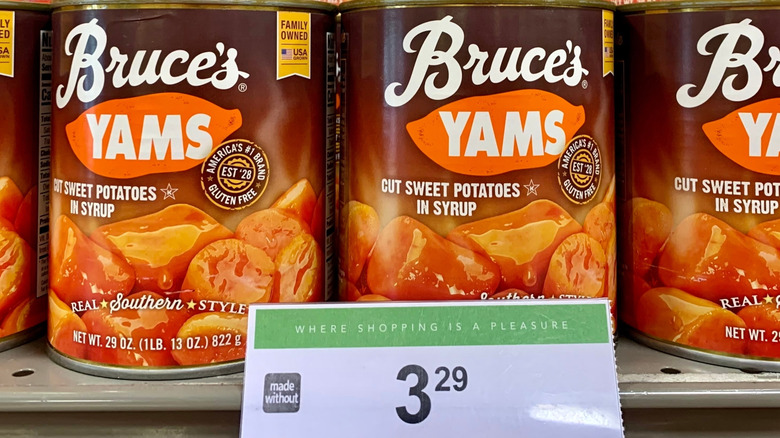 cans of Bruce's Yams on store shelves