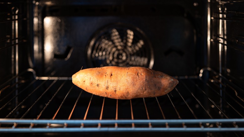 sweet potato on oven rack