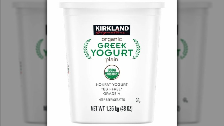 Kirkland's package of organic nonfat greek yogurt