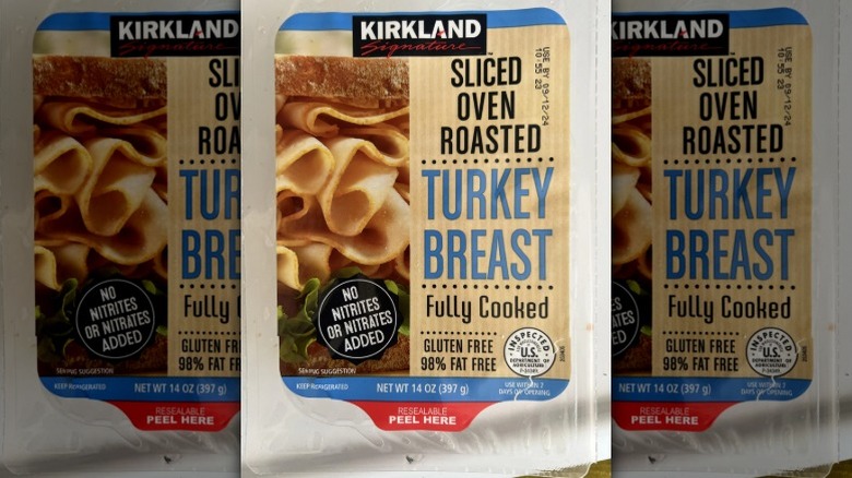 The label of the Kirkland Sliced Oven Roasted Turkey