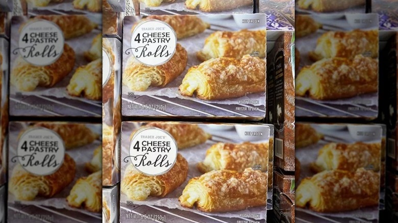 Stacked supply of TJ's Four Cheese Pastry Rolls