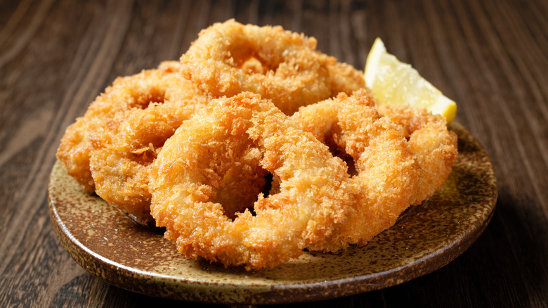 Portion of deep-fried calamari