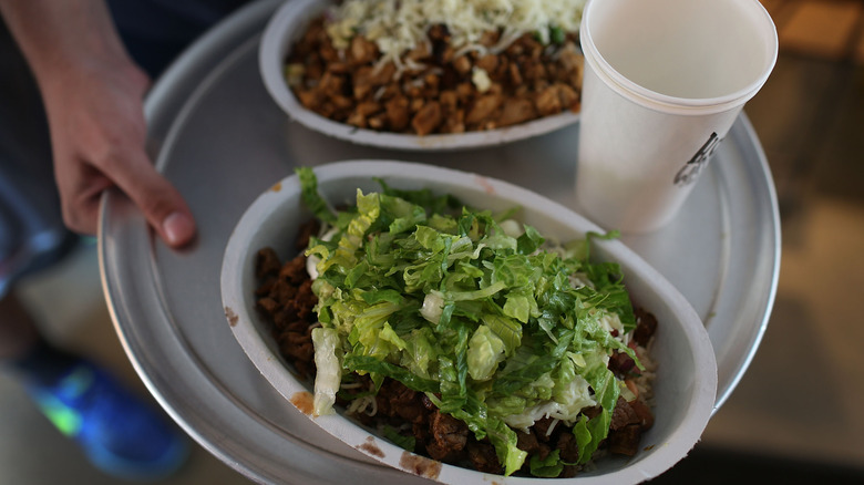 Chipotle food on tray