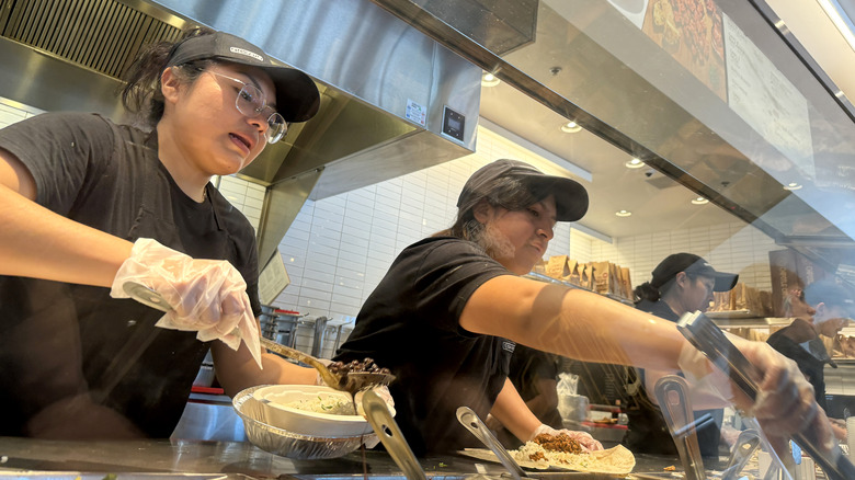 Chipotle staff working