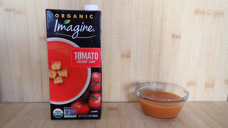 A carton of Imagine tomato soup