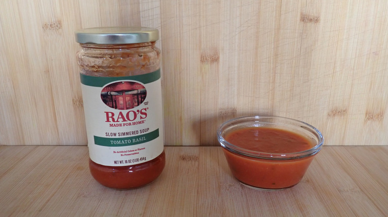 A jar of Rao's Tomato Basil Soup