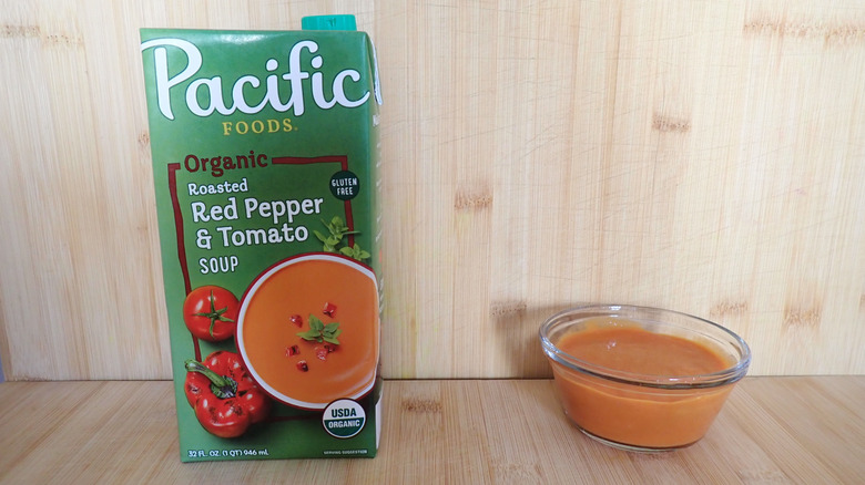 Carton of Pacific Foods red pepper and tomato soup