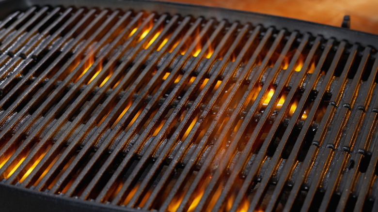 Grill grate with fire beneath it