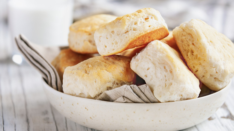 Buttermilk biscuits in serving bowl