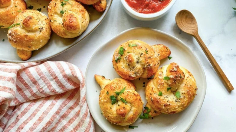 Garlic knots on plate