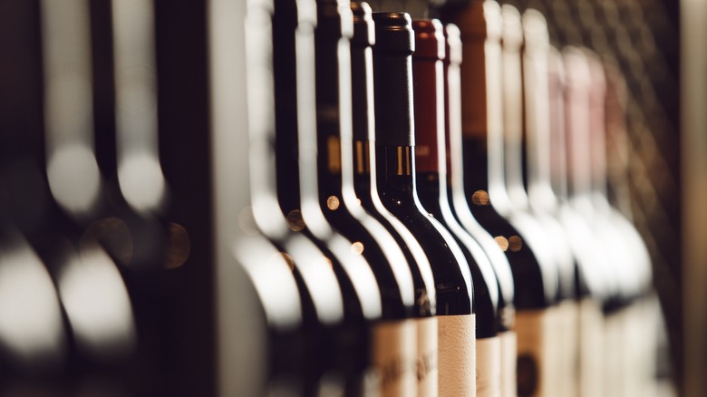 Bottles of wine lined up