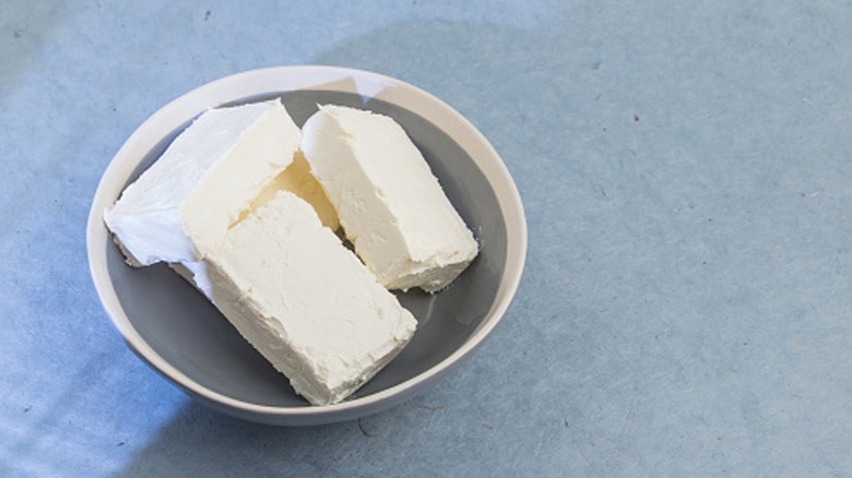 cream cheese in dish