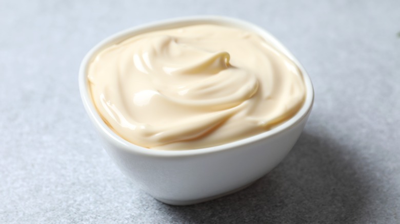 mayonnaise in white dish