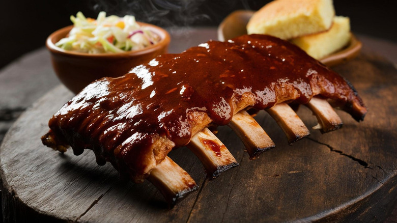 Rack of ribs with barbecue sauce