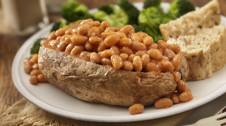 baked beans on potato