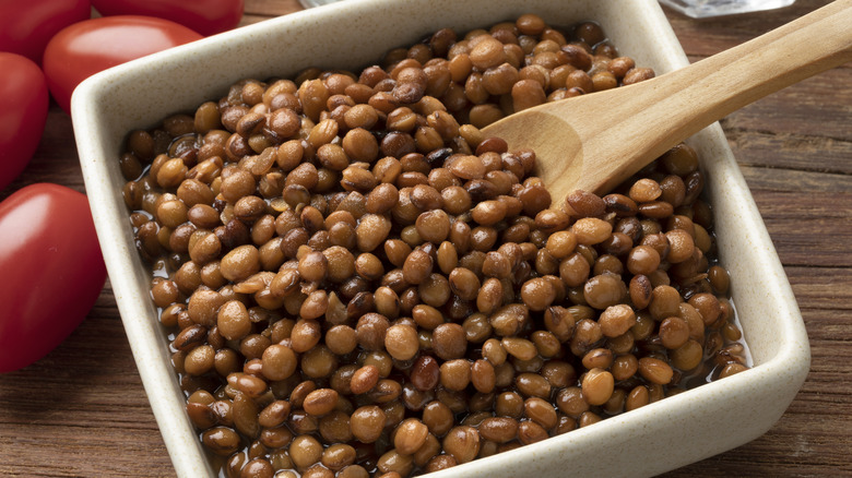 lentils in white bowl