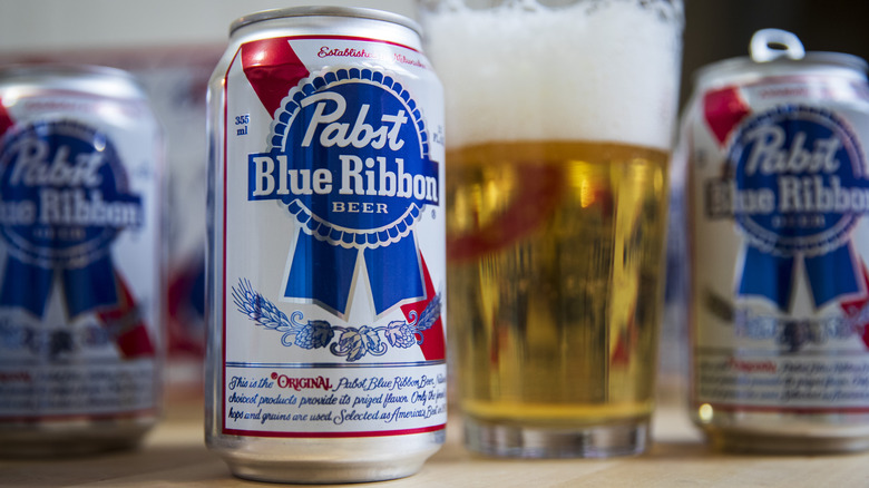 cans of Pabst Blue Ribbon