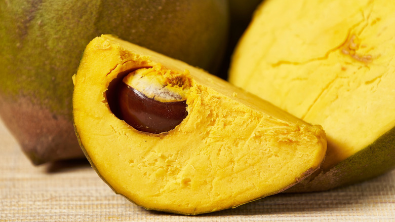 Lucuma fruit cut open