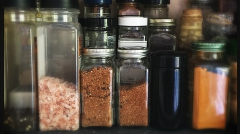 Spices in cabinet