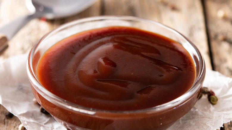 BBQ sauce in a glass dish