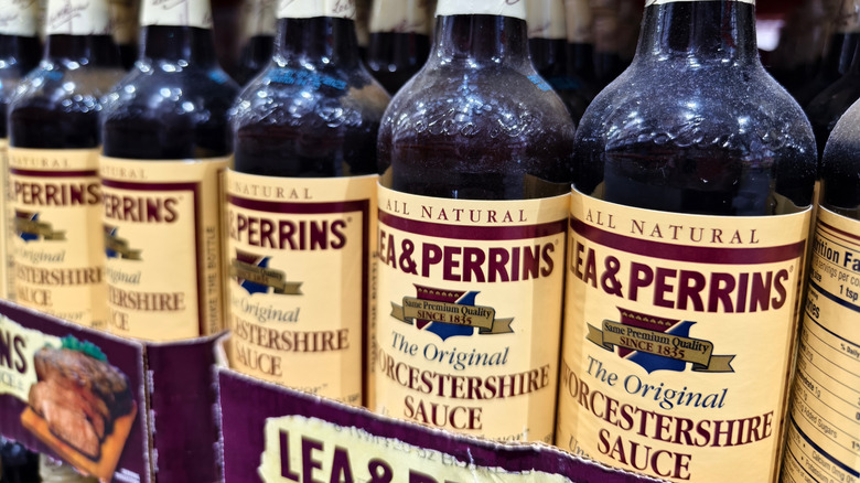 Bottles of Worcestershire sauce