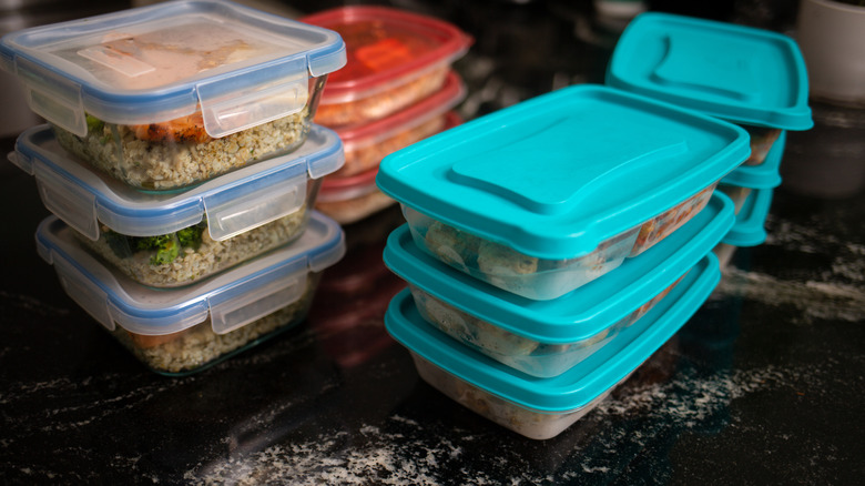 Leftovers in small stacked containers