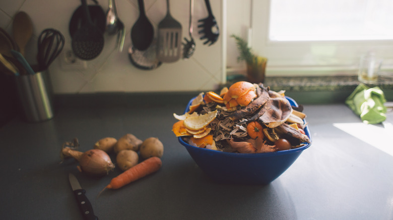 Vegetable scraps in bowl