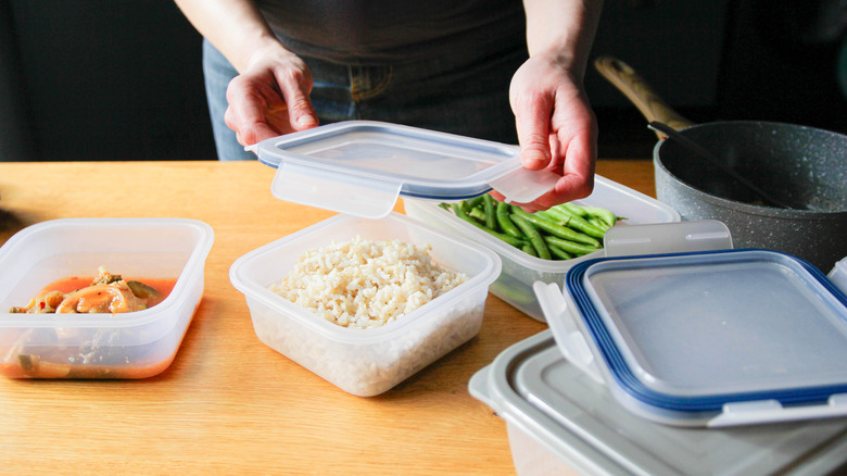 Rice in leftover container