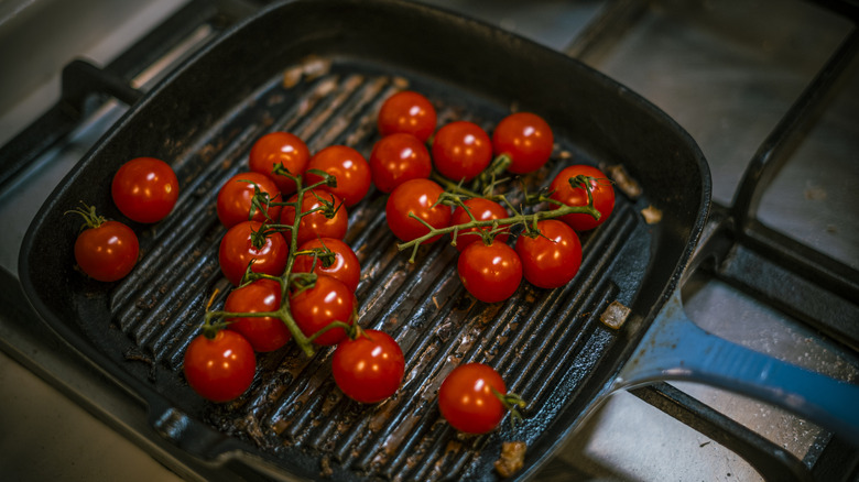 Tomatoes in cast iron skillet