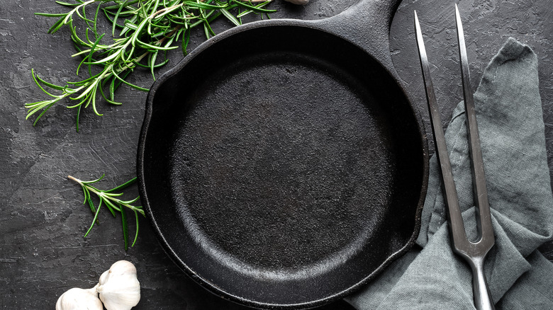 Rustic cast iron pan