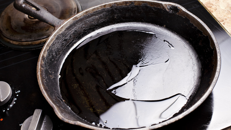 Oil in cast iron skillet