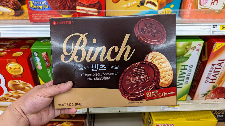 box of Binch chocolate biscuits