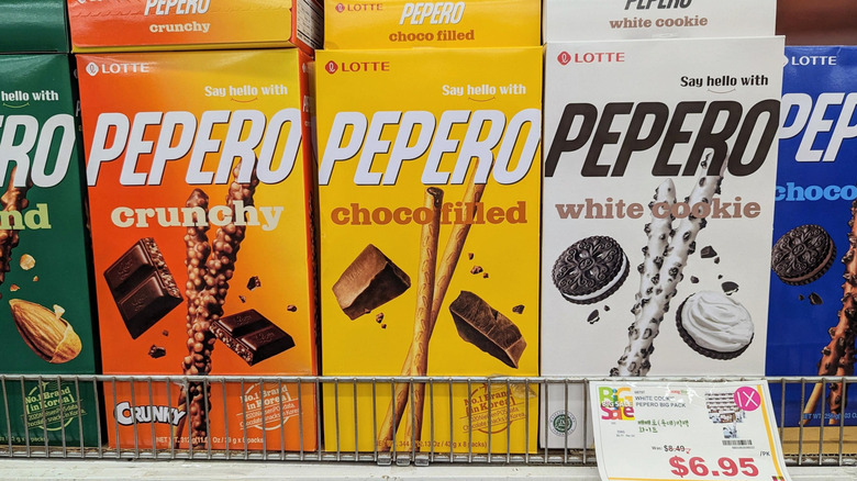 assorted boxes of Pepero snacks