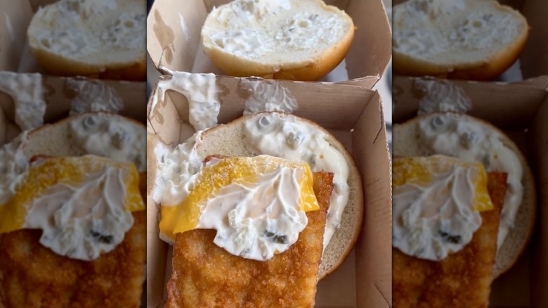 messy Filet-O-Fish sandwich