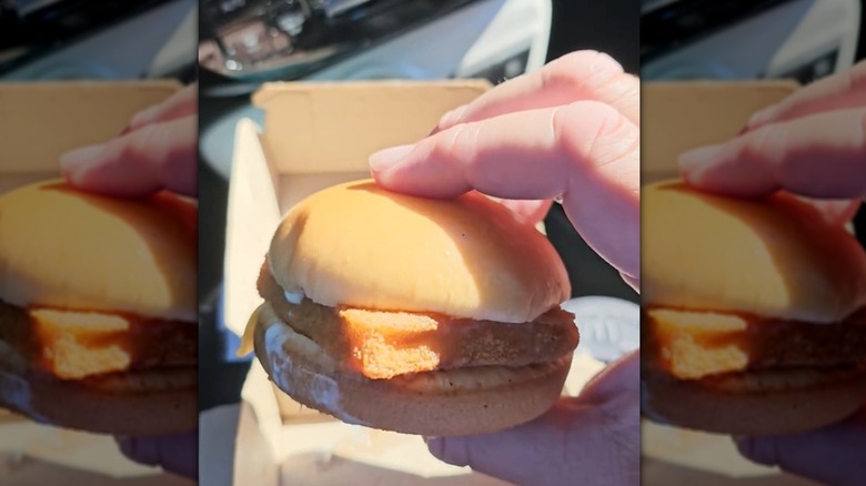 Filet-O-Fish sandwich in hand