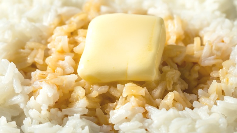 Butter melting into rice