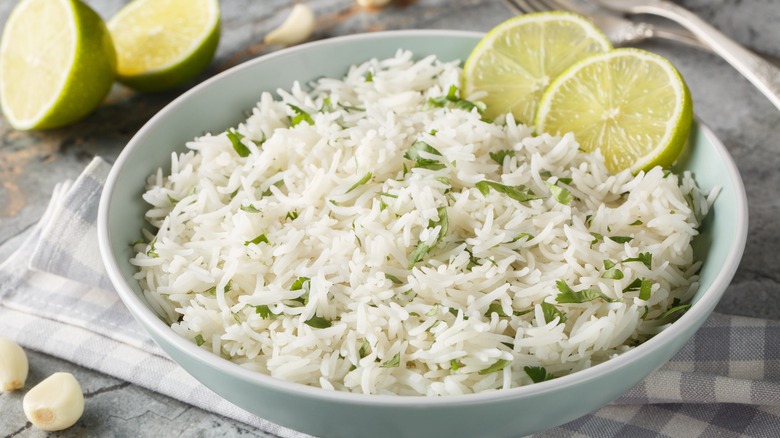 Cilantro lime rice on plate