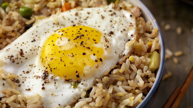 Eggs on top of rice