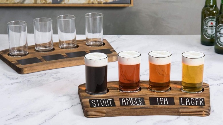 MyGift Beer Flight Board Sampler Set