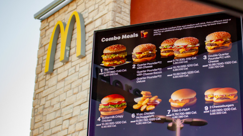 Drive-thru McDonald's menu displaying large burgers